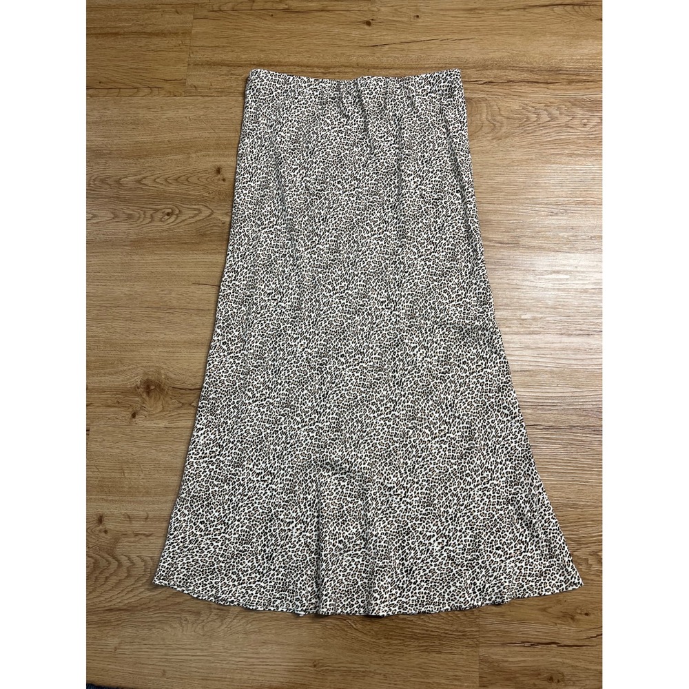 Jenni Kayne Leopard Print Slip Midi Skirt Women's S Animal Print Viscose